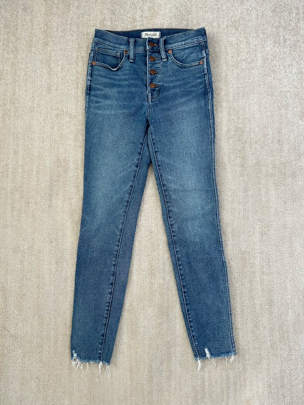 Madewell 10” High Rise Skinny Button Fly Blue Jeans 26 Tall